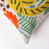 Leopard Chambray Embroidered Cotton Slub Lumber Cushion Cover