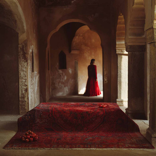 Ruby Medallion Hand Knotted Woollen And Viscose Rug By Smitha Zachariah