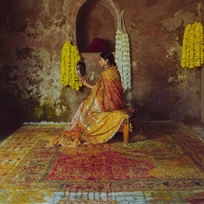 Citrine light Hand Knotted Woollen And Viscose Rug By Smitha Zachariah