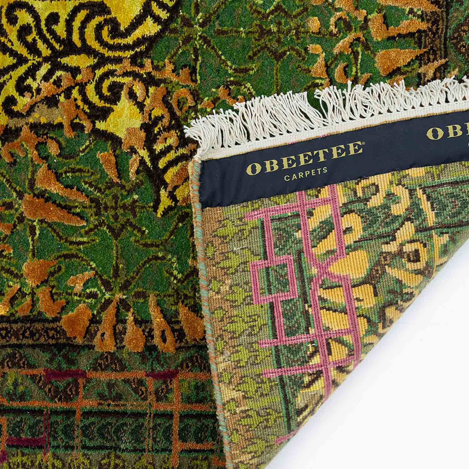 Citrine lattice Hand Knotted Woollen And Viscose Runner Rug