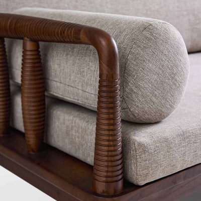 Aranya Teak Double Seater Sofa with Wooden Piers