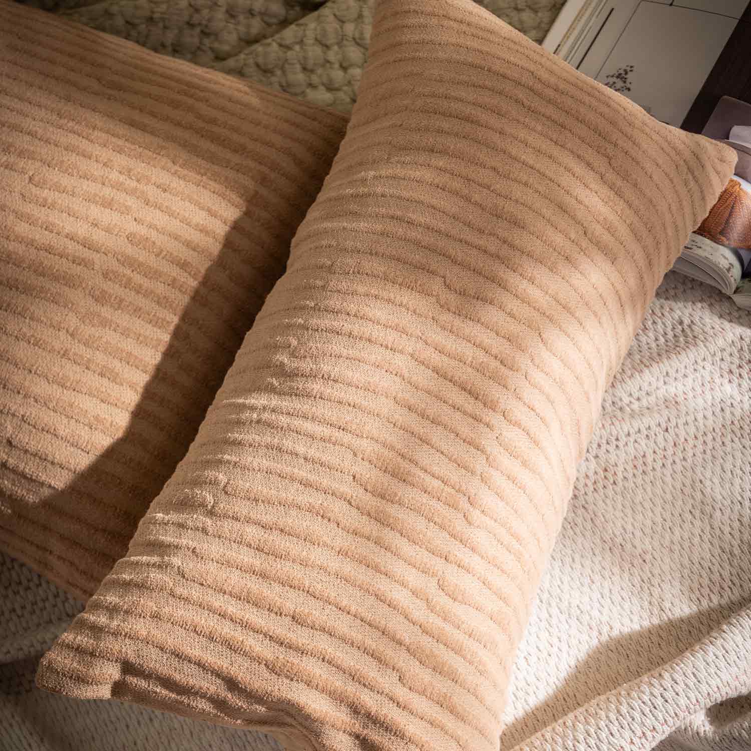 Cotton Jacquard Blush Lumbar Cushion Cover