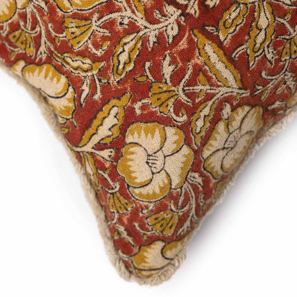Rustic Bagru Block Printed Lumbar Cushion Cover