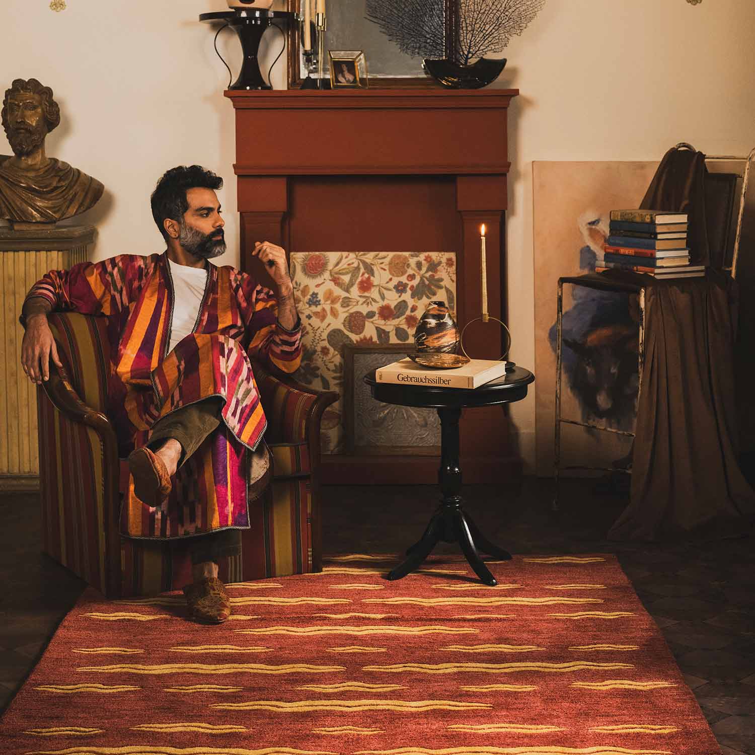 Tessellate- Rust Hand Tufted Woolen Rug By Eeshaan Kashyap