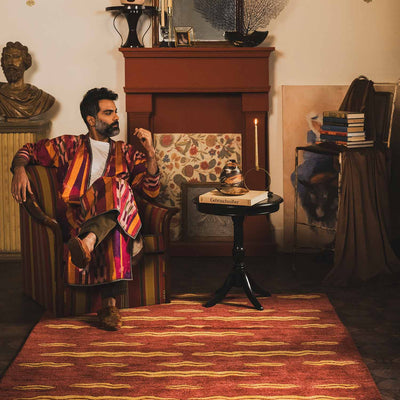 Tessellate- Rust Hand Tufted Woolen Rug By Eeshaan Kashyap