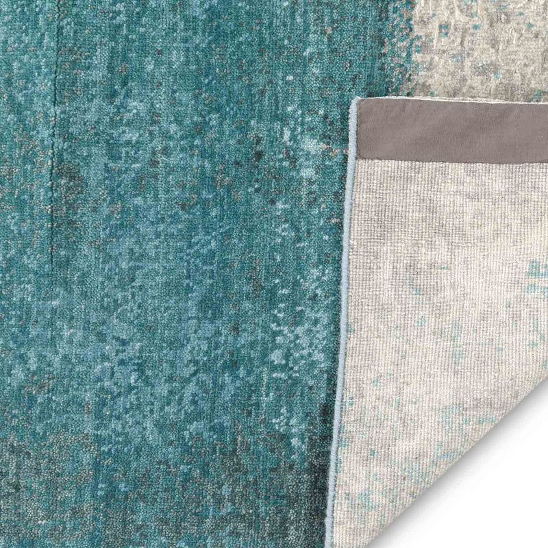 Aqua Hand Knotted Woollen And Silk Rug