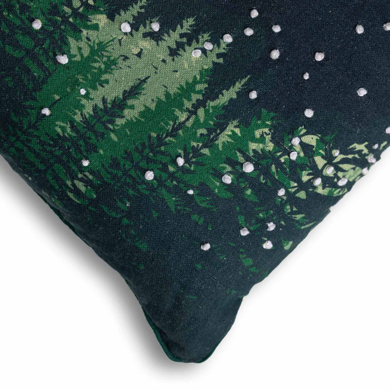 Nightfall Digital Printed And Embroidered Cotton Linen Cushion Cover