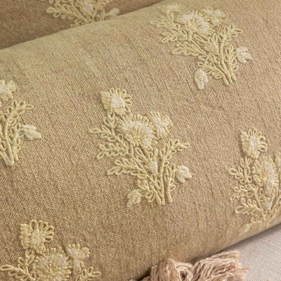 Chaturra Cotton Embroidered Lumbar Cushion Cover