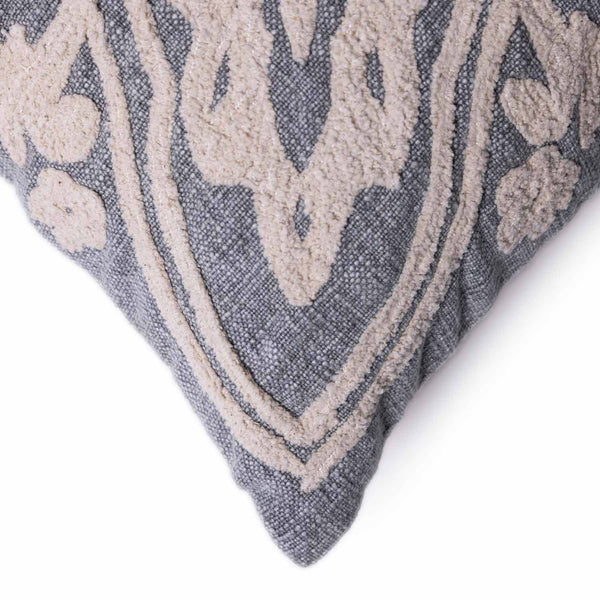 Eliza Chikan Embroidered Cotton Lumbar Cushion Cover