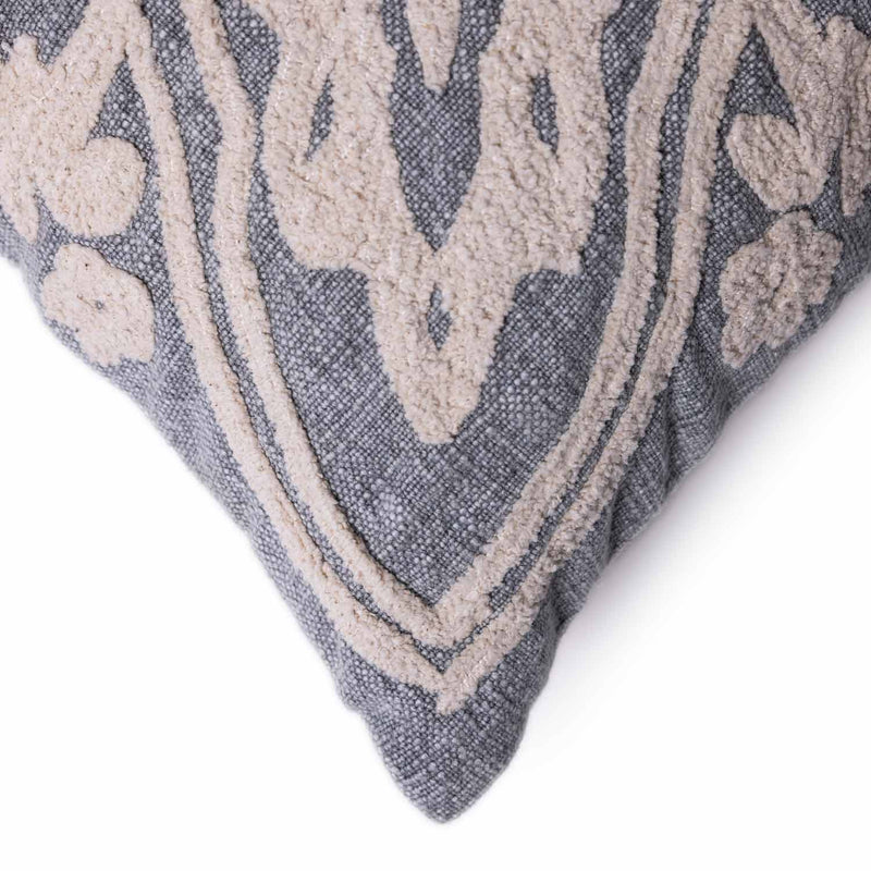 Eliza Chikan Embroidered Cotton Lumbar Cushion Cover