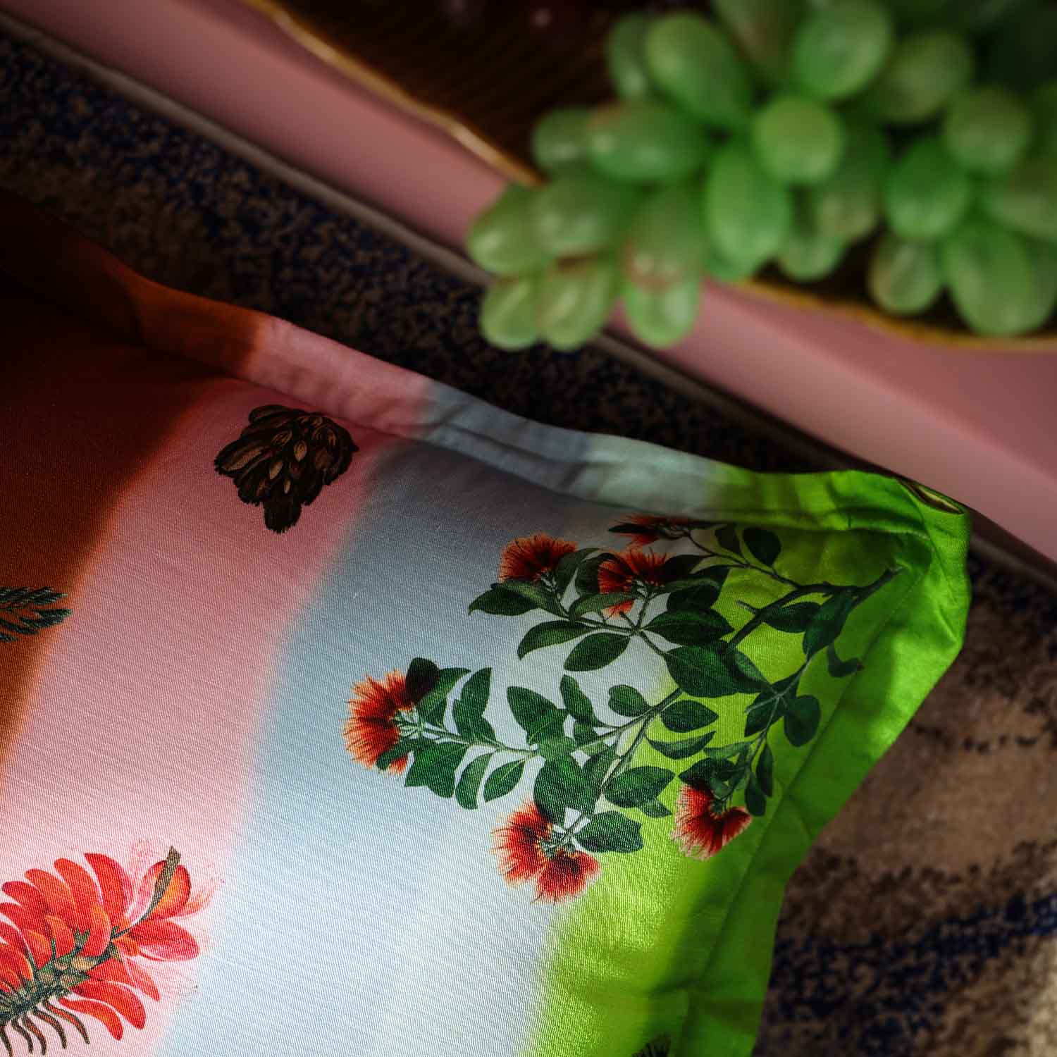 Full-Bloom Digital Printed Woollen And Silk Cushion By Mariella Ienna