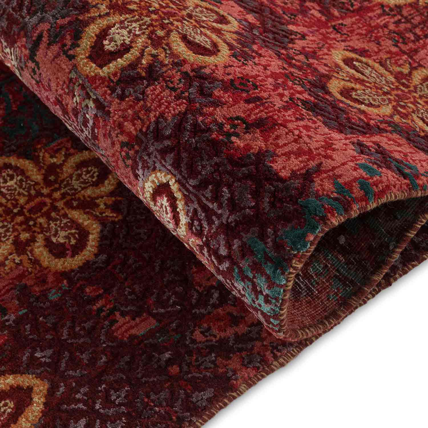 Ruby Lattice Hand Knotted Woollen And Viscose Runner Rug