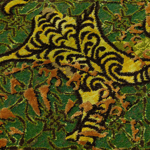 Citrine lattice Hand Knotted Woollen And Viscose Runner Rug By Smitha Zachariah