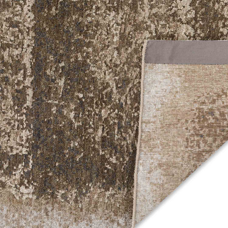 Taupe Hand Knotted Woollen And Silk Rug