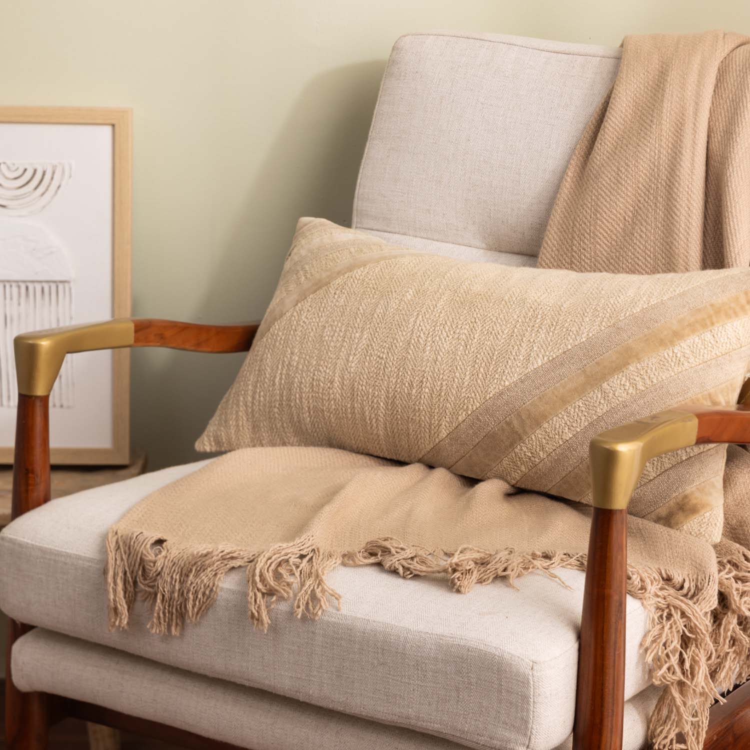 Cotton textured Kavira Lumbar Cushion Cover