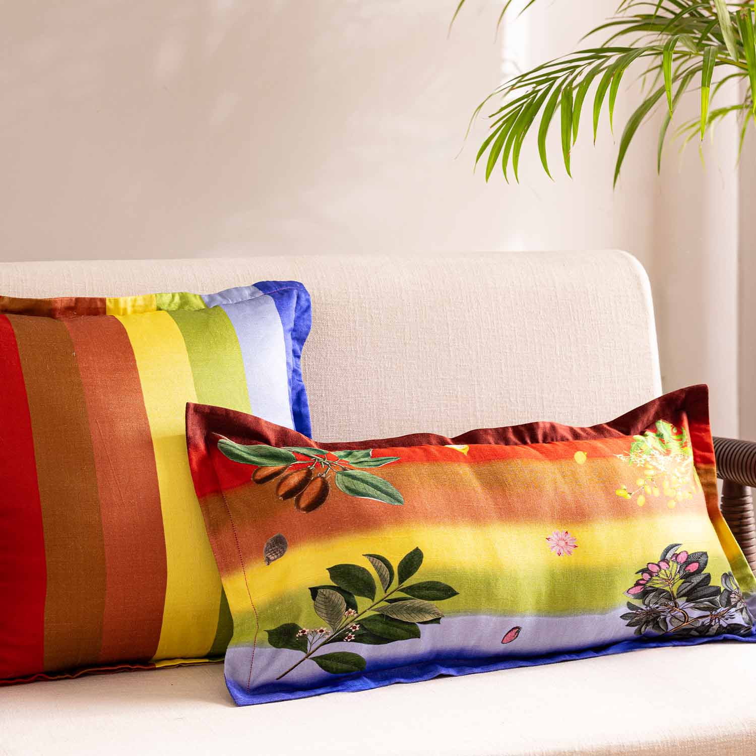Botanism Digital Printed Woollen And Silk Lumbar Cushion By Mariella Ienna