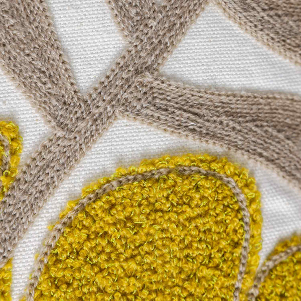 Citrine Cotton Embroidered wih Dori Piping Lumbar Cushion Cover