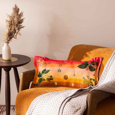 Wildflower Digital Printed Woollen And Silk Lumbar Cushion By Mariella Ienna