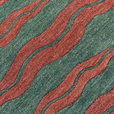 Tessellate-Green Hand Tufted Woolen Rug By Eeshaan Kashyap
