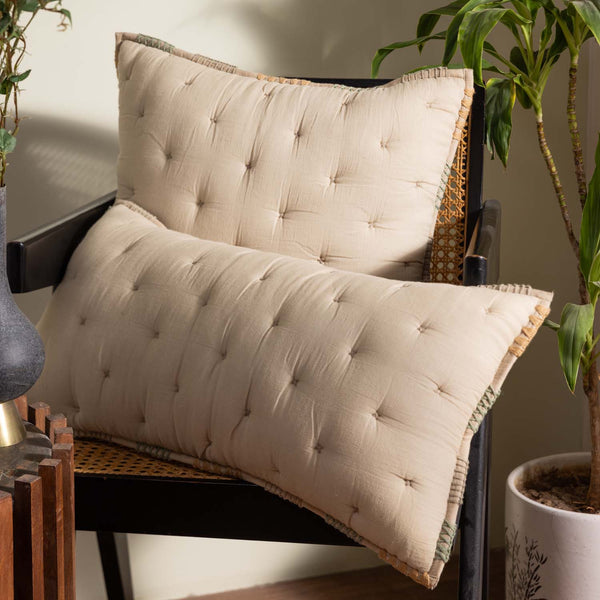 Aeris Cotton Hand Embroidered Lumbar Cushion Cover