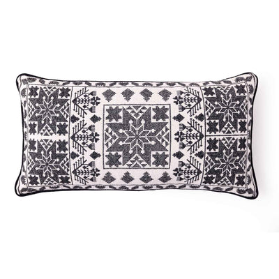 Sara Embroidered Dori Piping Lumbar Cushion Cover