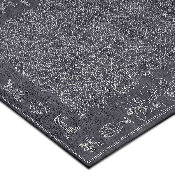 Cave- Black Hand Knotted Woollen and Cotton Rug By Abraham & Thakore
