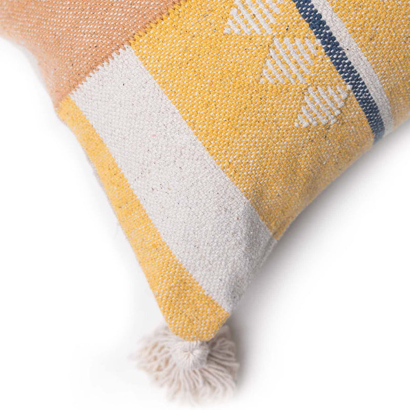 Tribecca Woven Stripe Cotton Chambray Lumbar Cushion Cover