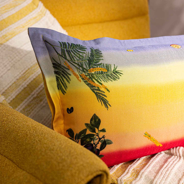 Botanic Digital Printed Woollen And Silk Lumbar Cushion By Mariella Ienna