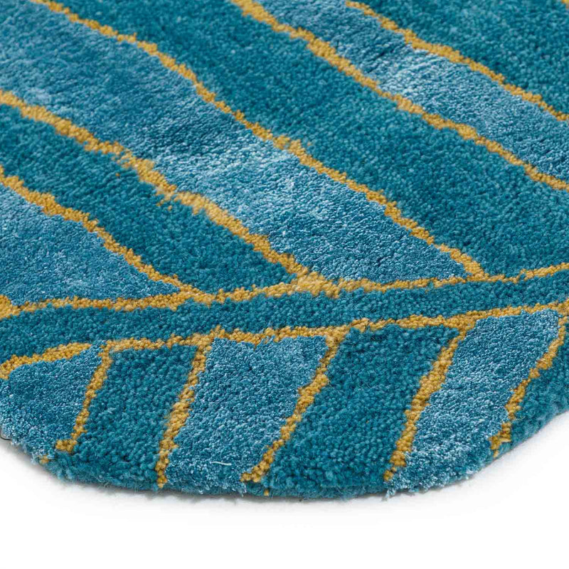 Turquoise Woollen And Cotton Rug