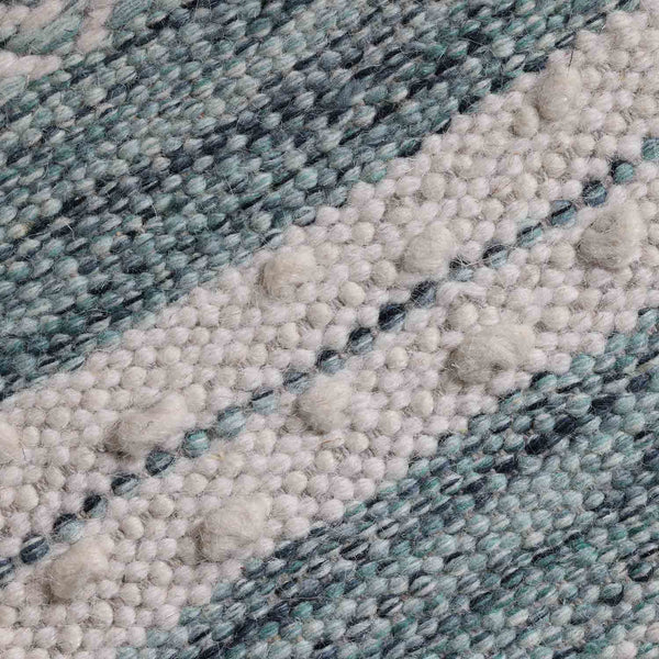Sky-Blue Flat Weave Wool Rug