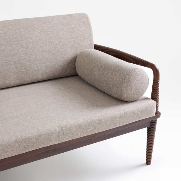 Aranya Teak Double Seater Sofa with Wooden Piers