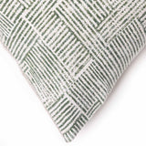Sage Block Printed Cotton Slub Lumbar Cushion Cover
