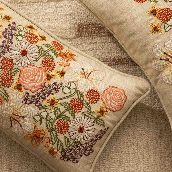 Fleurhaven Embroidered Cotton Lumber Cushion Cover