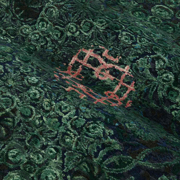 Ornamental Emerald Hand Knotted Woollen And Viscose Rug By Smitha Zachariah