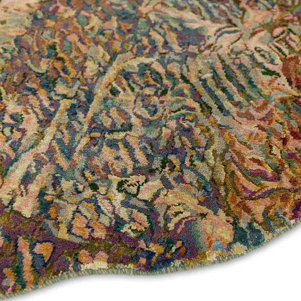Medallion pendant Hand Knotted Woollen And Viscose Rug By Smitha Zachariah