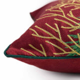 X-Mas Tree Digital Printed & Embroidred Cotton Linen Cushion Cover