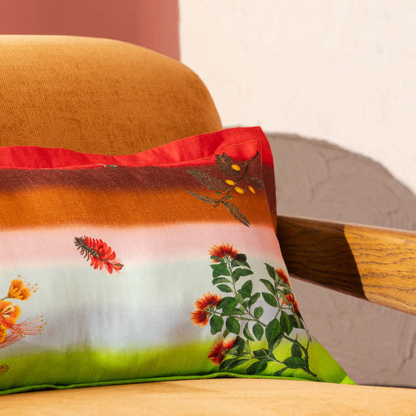 Full-Bloom Digital Printed Woollen And Silk Lumbar Cushion By Mariella Ienna