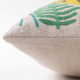 Leopard Chambray Embroidered Cotton Slub Lumber Cushion Cover