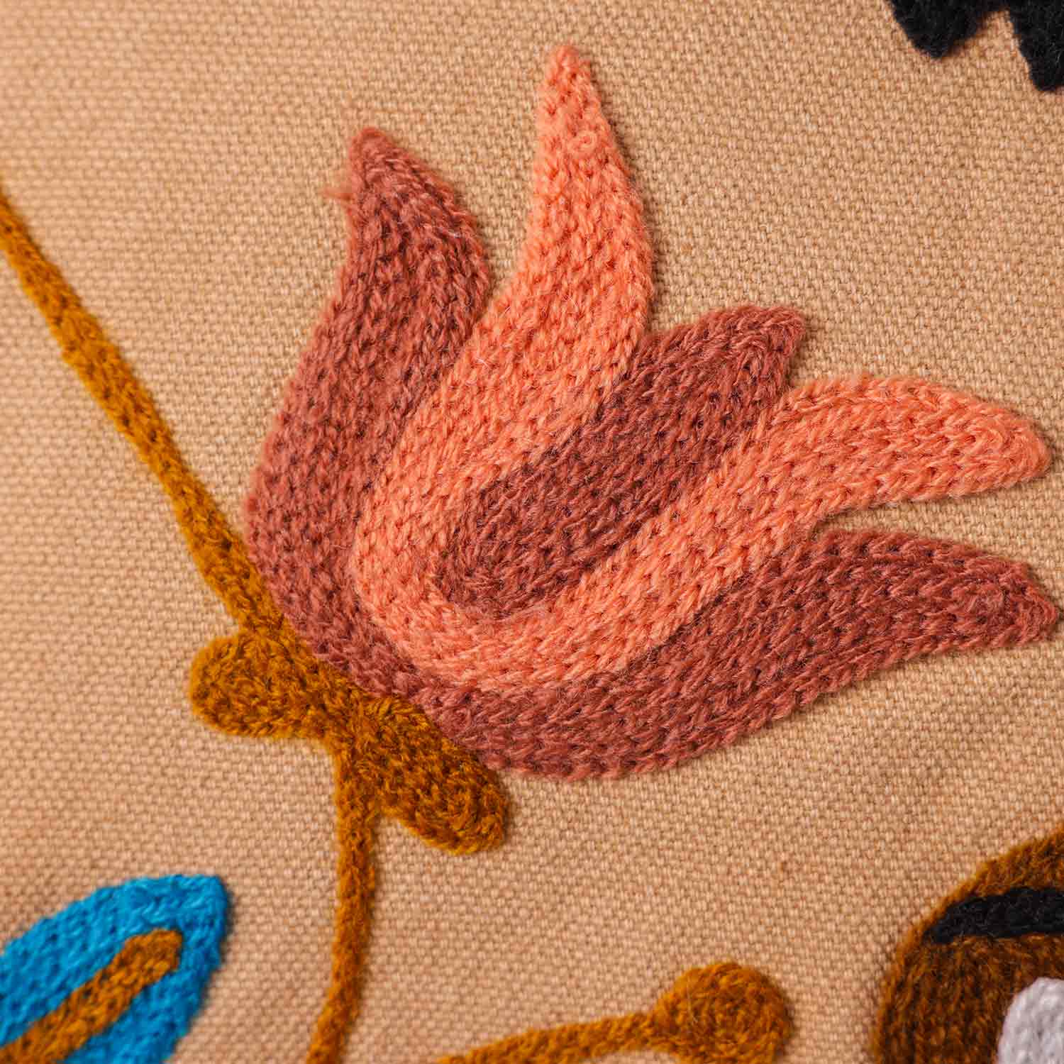 Roar Emroidered Cotton Duck Cushion Cover