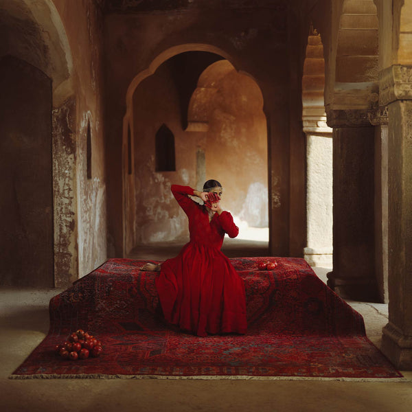 Ruby Medallion Hand Knotted Woollen And Viscose Rug By Smitha Zachariah