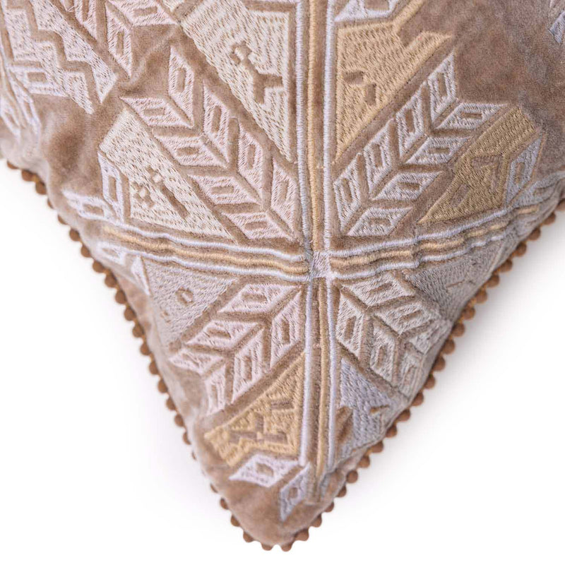 Crystal Cotton Velvet Embroidered Cushion Cover