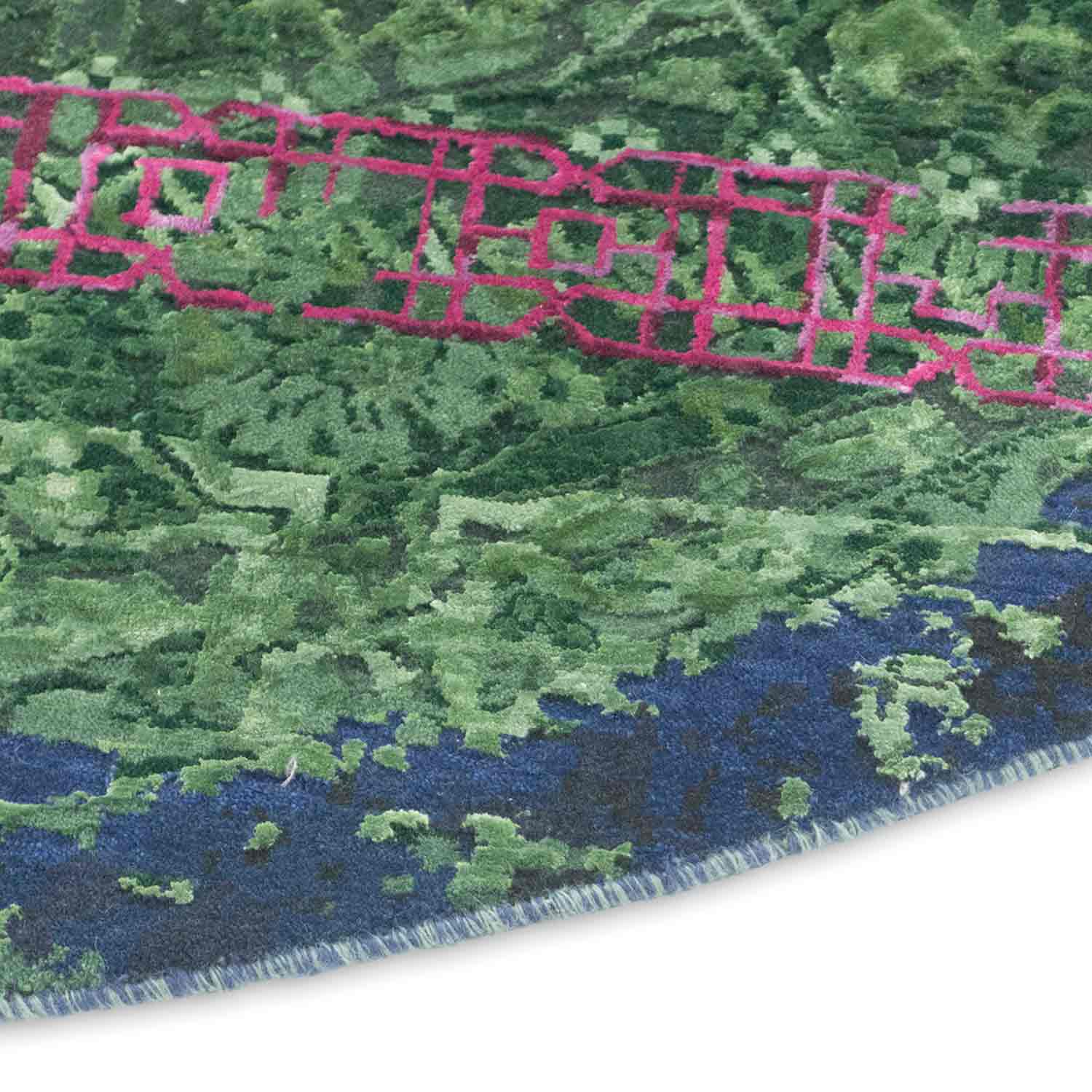 Emerald Necklace Hand Knotted Woollen And Viscose Round Rug