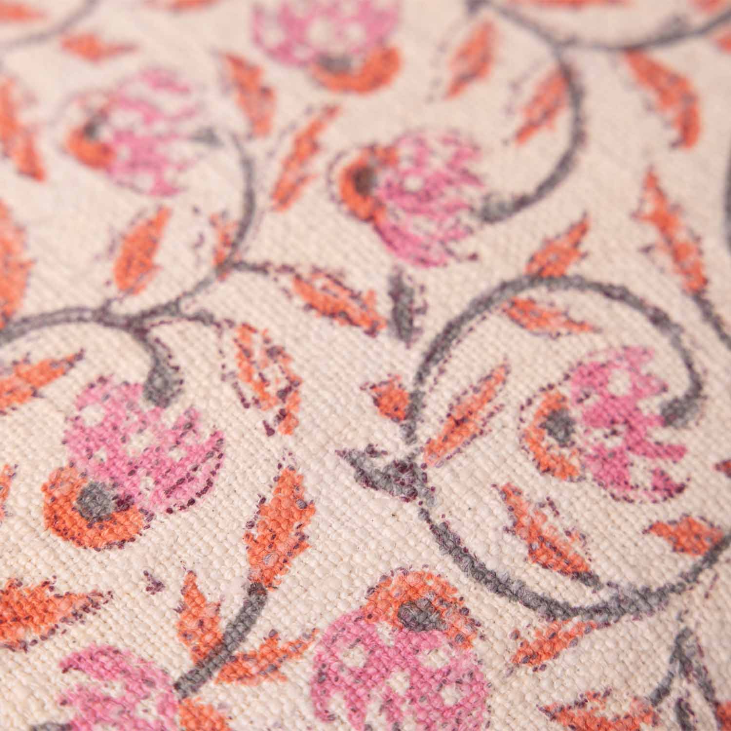 Gulmohar Handloom Cotton Block Printed Lumbar Cushion Cover