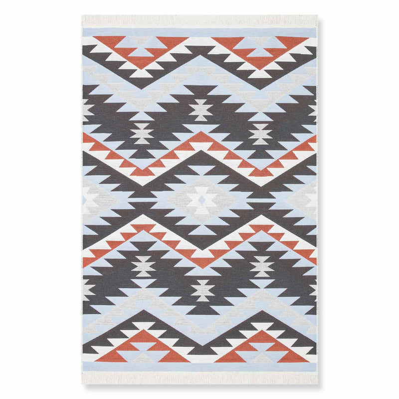 Mountain Recycled Cotton Printed Reversible Kilim