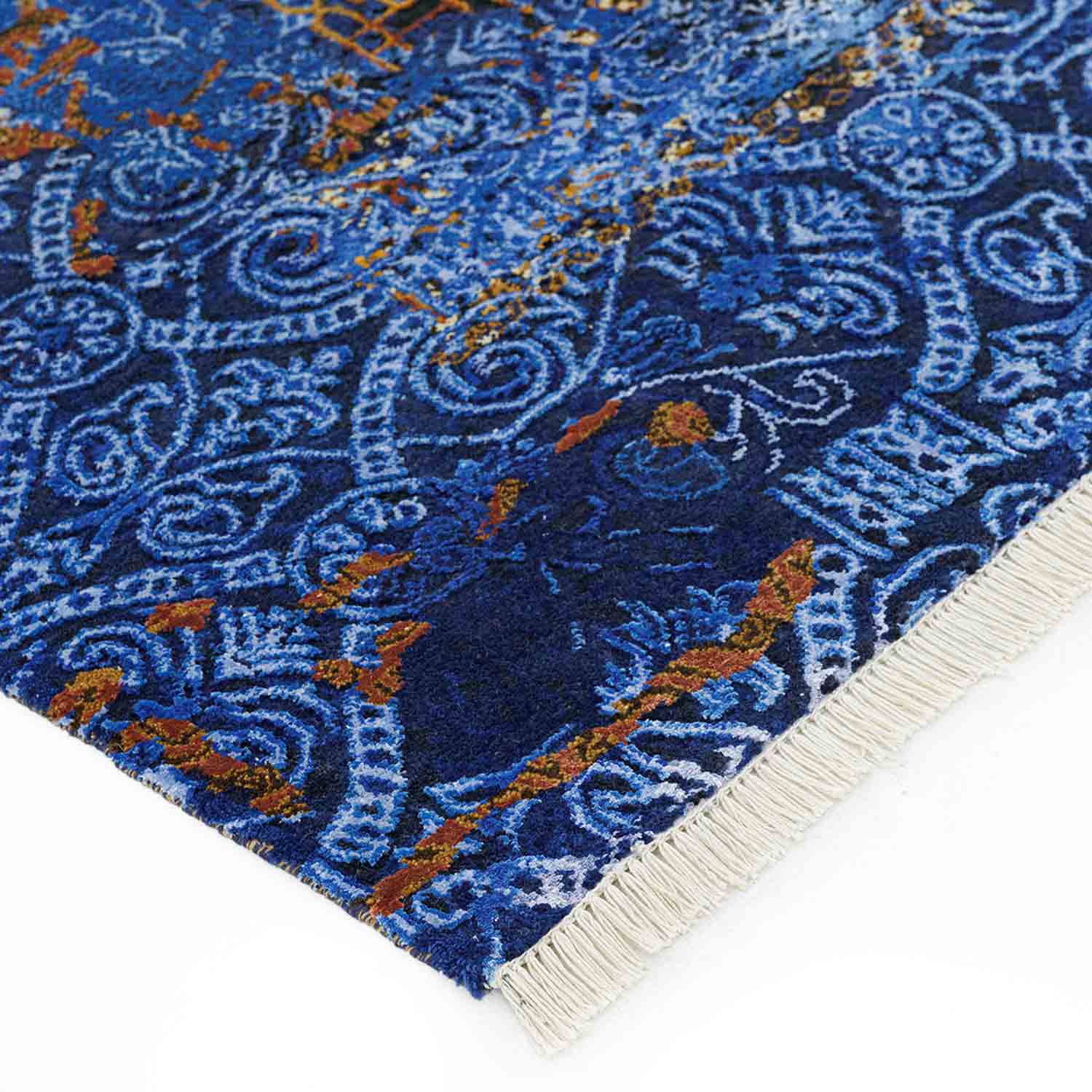 Regal Saphire Hand Knotted Woollen And Viscose Rug