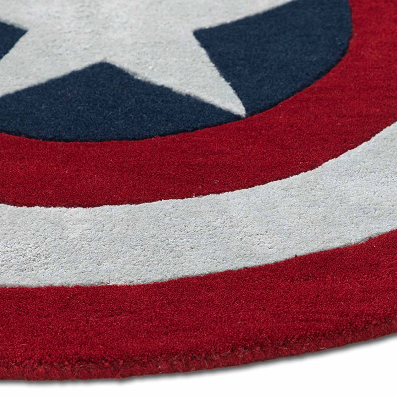 Captain America Shield Hand Tufted Woollen And Viscose Round Rug