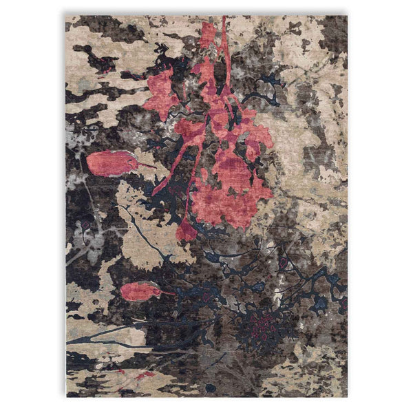 Ink on Canvas Hand Knotted Woollen And Silk Rug