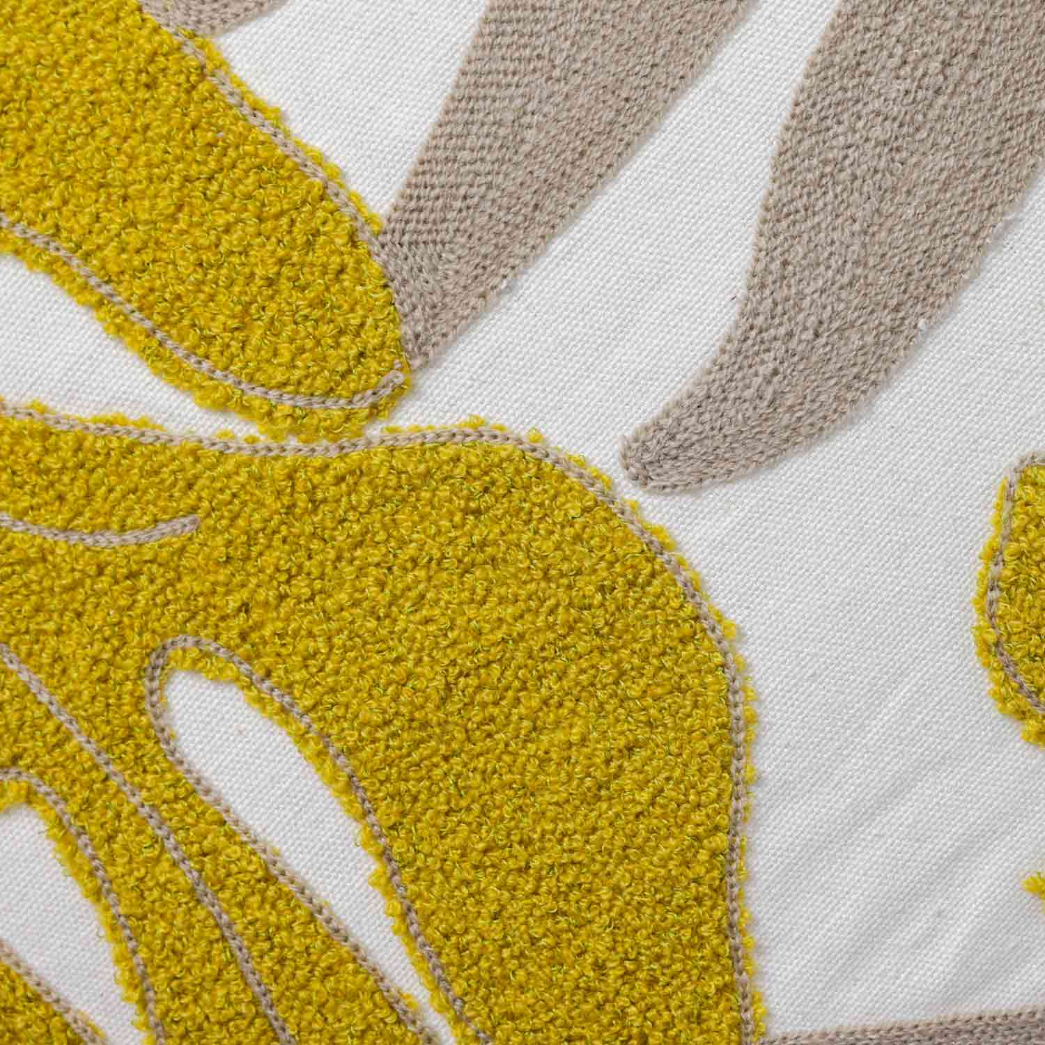 Citrine Cotton Embroidered wih Dori Piping Cushion Cover