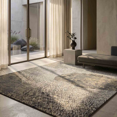 Muddle Hand Knotted Woollen And Viscose Rug