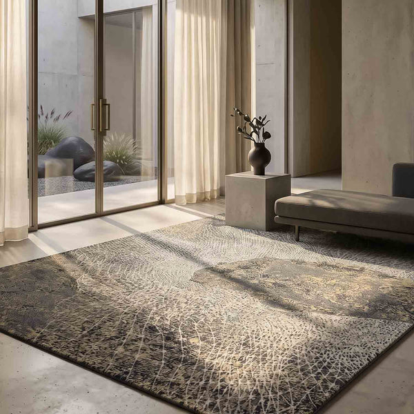 Muddle Hand Knotted Woollen And Viscose Rug
